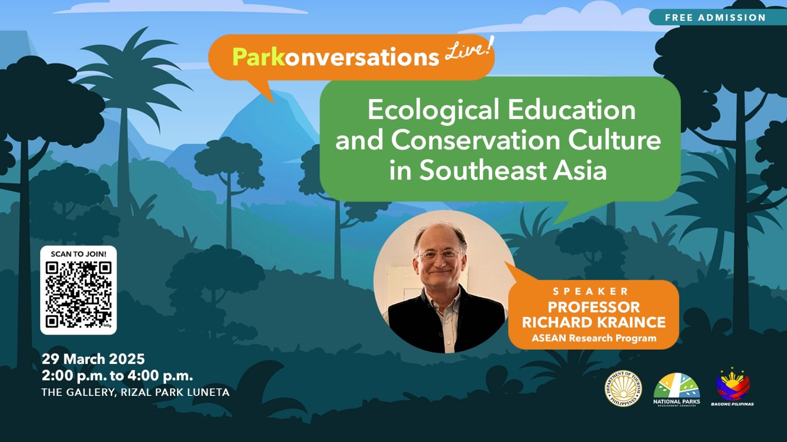 NPDC, DOT, and the Ateneo Institute of Sustainability invite you to the first Parkonversations Live session of 2025 on ecological education.