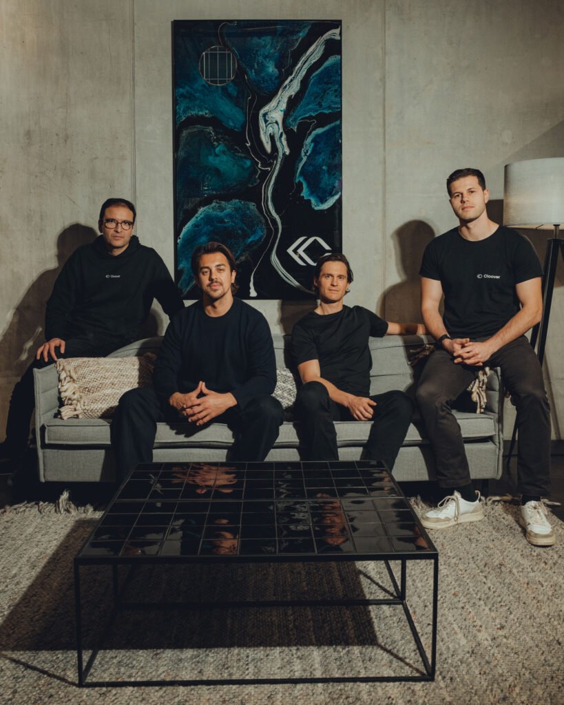 Meet the Cloover team: (L-R) CTO Vivek Jain with founders Jodok Betschart, Peder Broms, Valentin Gönczy